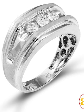 14KW 0.50CTW DIAMOND MENS 3-STONE BAND