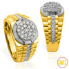 14KY+W 1.15CTW DIAMOND MENS ROUND CLUSTER RING