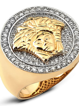 14KY 1.15CTW DIAMOND MENS MEDUSA RING