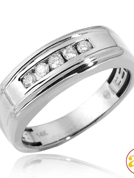 14KW 0.25CTW DIAMOND MENS 5-STONE CHANNEL SET BAND