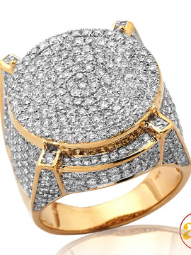 14KY 5.10CTW DIAMOND FLAT ROUND HEAD MENS RING