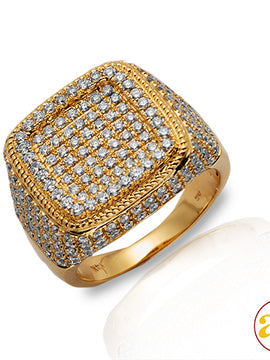 14KY 4.00CTW DIAMOND FLAT SQUARE MENS RING WITH RA