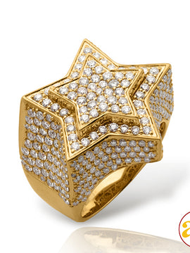 14KY 5.00CTW DIAMOND 3-D STAR MENS RING