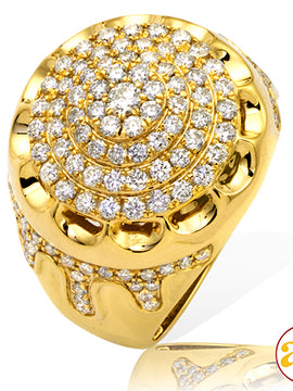 14KY 2.00CTW DIAMOND ROUND CLUSTER RING - 3-ROW RO