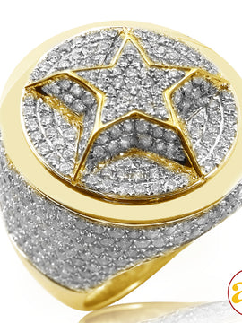 14KY 6.75CTW DIAMOND MENS RING - CIRCLE WITH 3-D