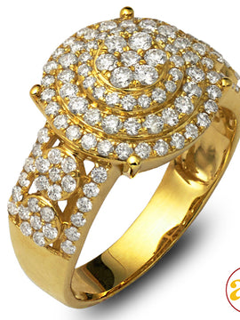 14KY 1.75CTW DIAMOND MENS DOME CLUSTER RING - CLUS