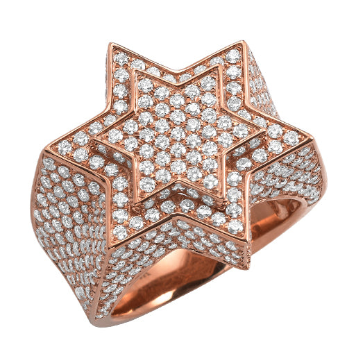 14KR 4.60CTW DIAMOND 3- STAR OF DAVID MENS RING