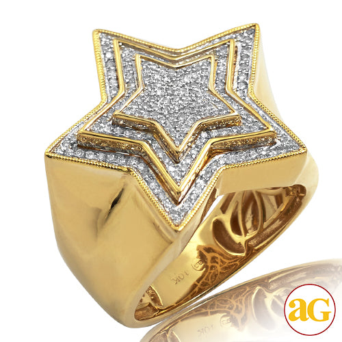 10KY 0.50CTW DIAMOND 3-TIERED STAR RING