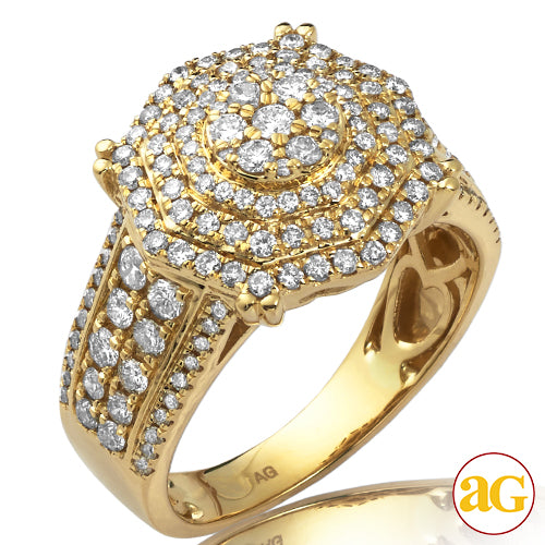 14KY 2.00CTW DIAMOND ROUND CLUSTER MENS RING