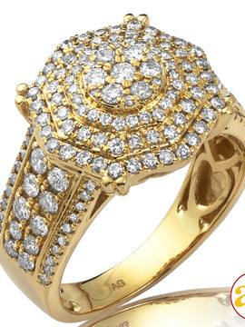 14KY 2.00CTW DIAMOND ROUND CLUSTER MENS RING