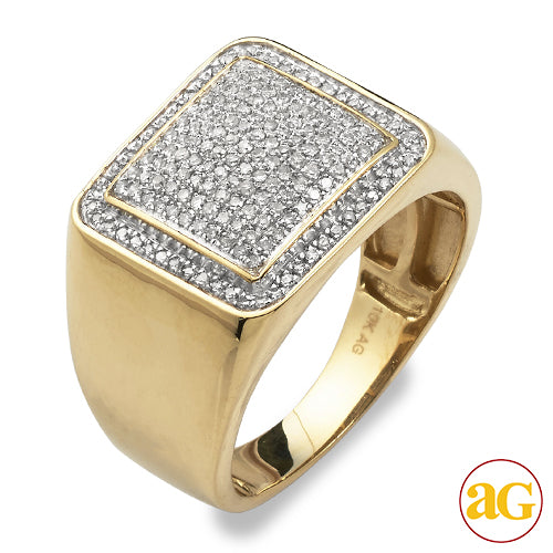 10KY 0.55CTW DIAMOND SQUARE DOME MENS RING