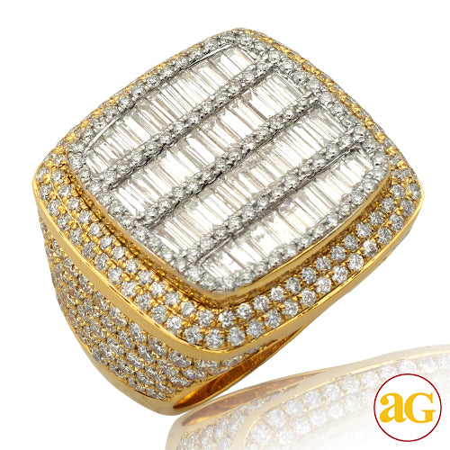 14KY+W 6.15CTW BAGUETTE DIAMOND MENS RING