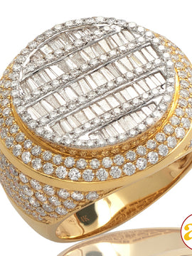 14KY+W 4.65CTW BAGUETTE DIAMOND MENS FLAT ROUND