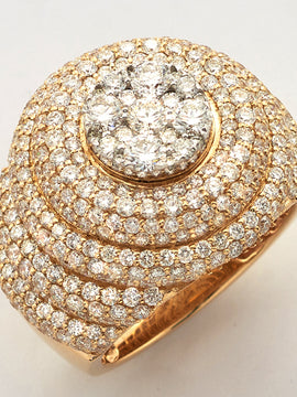 14KY+W 6.00CTW DIAMOND ROUND CLUSTER MENS RING