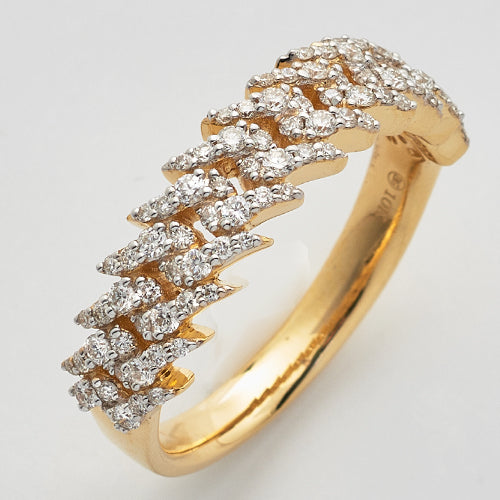 10KY 0.75CTW DIAMOND SPIKE MIAMI CUBAN MENS RING