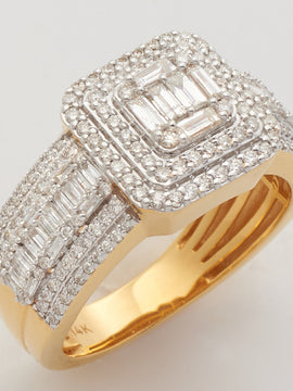 14KY 2.00CTW BAGUETTE DIAMOND CLUSTER RING