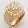 14KY 5.25CTW DIAMOND ROUND CLUSTER MENS RING