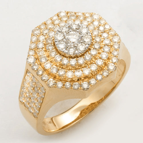 14KY 2.00CTW DIAMOND MENS OCTAGON SHAPED RING