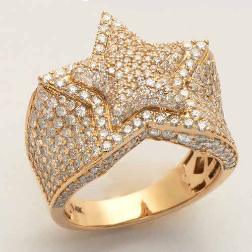 14KY 4.10CTW DIAMOND 3-D STAR MENS RING