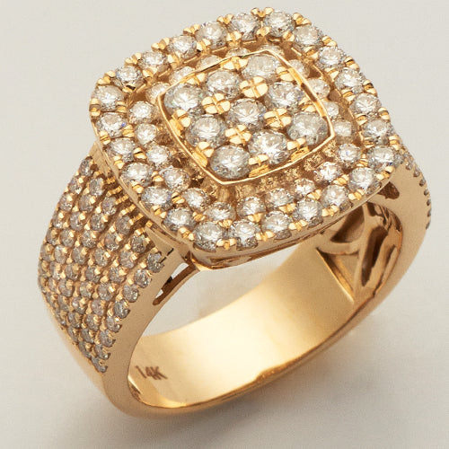 14KY 2.95CTW DIAMOND MENS SQUARE HEAD RING