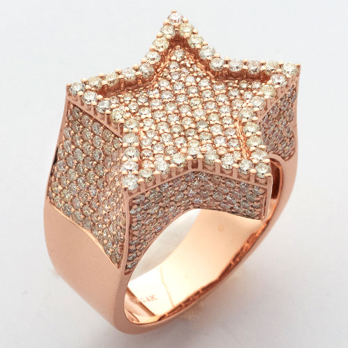 14KR 3.60CTW DIAMOND MENS STAR RING - SINGLE ROW