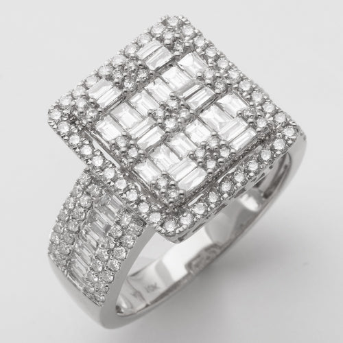 10KW 2.30CTW BAGUETTE & ROUND CLUSTER DIAMOND