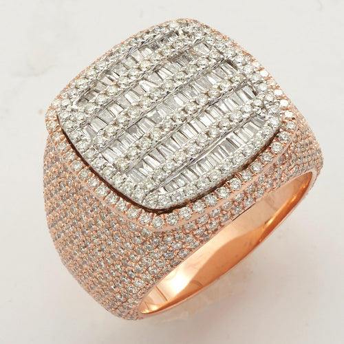 14KR+W 4.75CTW BAGUETTE DIAMOND MENS RING