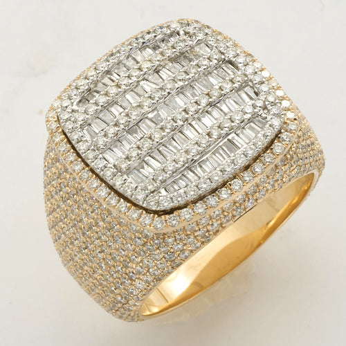 14KY+W 4.75CTW BAGUETTE DIAMOND MENS RING