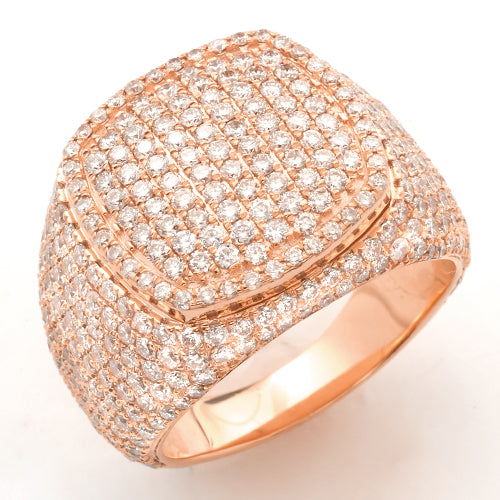 14KR 4.00CTW DIAMOND SQUARE DOME MENS RING