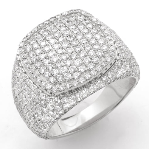 14KW 4.00CTW DIAMOND SQUARE DOME MENS RING