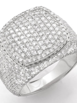 14KW 4.00CTW DIAMOND SQUARE DOME MENS RING