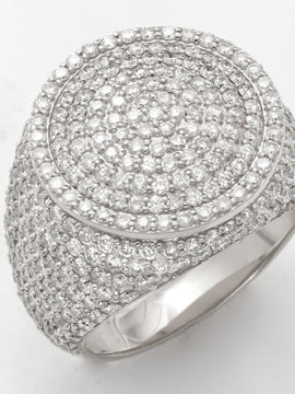 14KW 3.85CTW DIAMOND ROUND DOME MENS RING