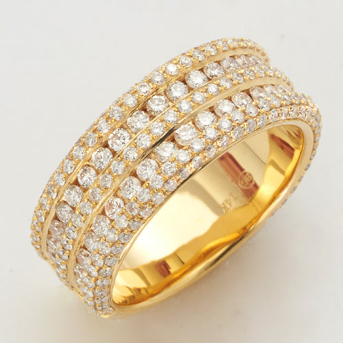 14KY 2.50CTW DIAMOND 3-ROW MENS RING