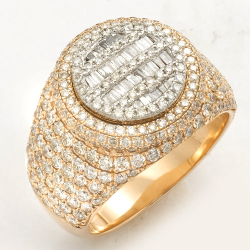 14KY+W 3.35CTW BAGUETTE DIAMOND MENS RING - ROUND