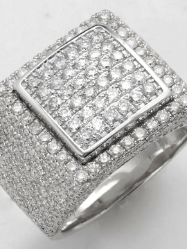 14KW 4.00CTW DIAMOND SQUARE BEZEL DOME MENS RING