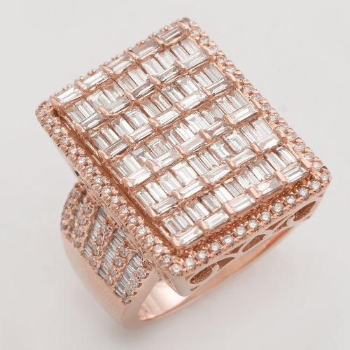 14KR 4.50CTW DIAMOND BAGUETTE SQUARE RING