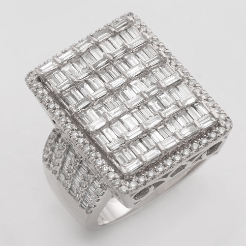 14KW 4.50CTW DIAMOND BAGUETTE SQUARE RING