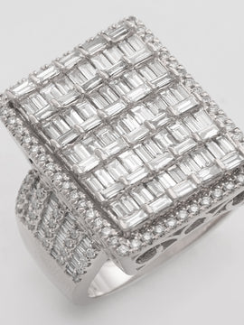 14KW 4.50CTW DIAMOND BAGUETTE SQUARE RING