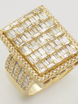 14KY 4.50CTW DIAMOND BAGUETTE SQUARE RING