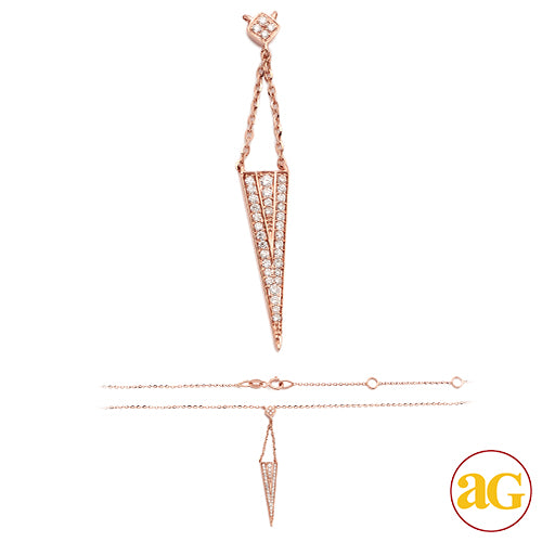 14KR 0.15CTW DIAMOND NECKLACE - FLAT TRIANGLE