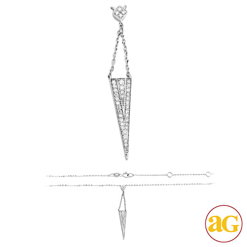 14KW 0.15CTW DIAMOND NECKLACE - FLAT TRIANGLE