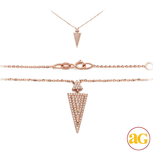 14KR 0.30CTW DIAMOND NECKLACE - FLAT TIANGLE SPIKE