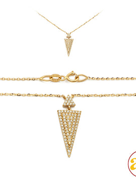 14KY 0.30CTW DIAMOND NECKLACE - FLAT TIANGLE SPIKE