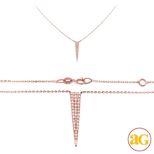 14KR 0.25CTW DIAMOND NECKLACE - FLAT TRIANGLE SPIK