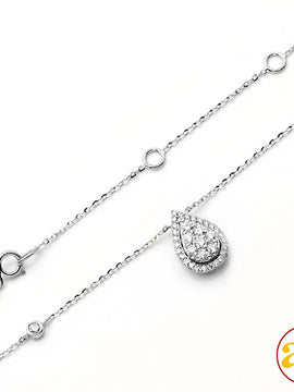 14KW 0.55CTW DIAMOND NECKLACE - BEADED CHAIN W/BEZ