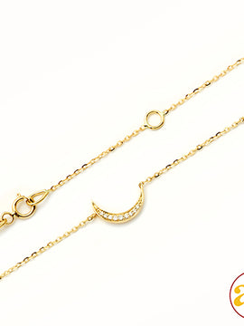 14KY 0.05CTW DIAMOND NECKLACE - CRESCENT MOON