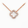 14KR 0.15CTW DIAMOND NECKLACE - OPEN 4-LEAF CLOVER