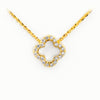 14KY 0.15CTW DIAMOND NECKLACE - OPEN 4-LEAF CLOVER