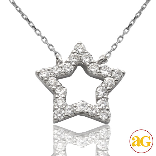 14KW 0.20CTW DIAMOND NECKLACE - OPEN STAR