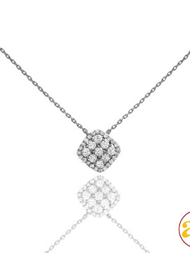 14KW 0.50CTW DIAMOND NECKLACE - BEADED CHAIN W/BEZ